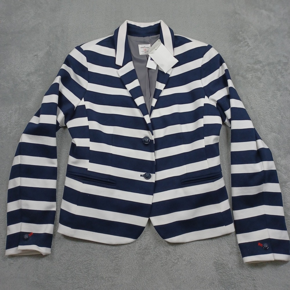 Gap Blazer Womens 12 Blue Striped Academy Button Up Preppy NWT‎